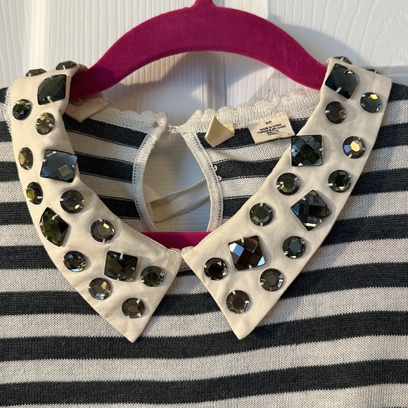 Moth brand. Lightweight striped sweater top. Removable gem collar. - Picture 2 of 3